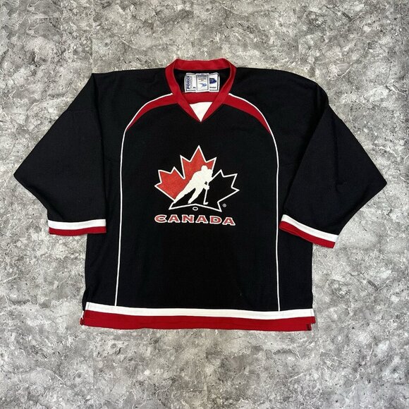 Team Canada Hockey Jersey Size M Force Hockey Canada Black Red - Picture 1 of 5
